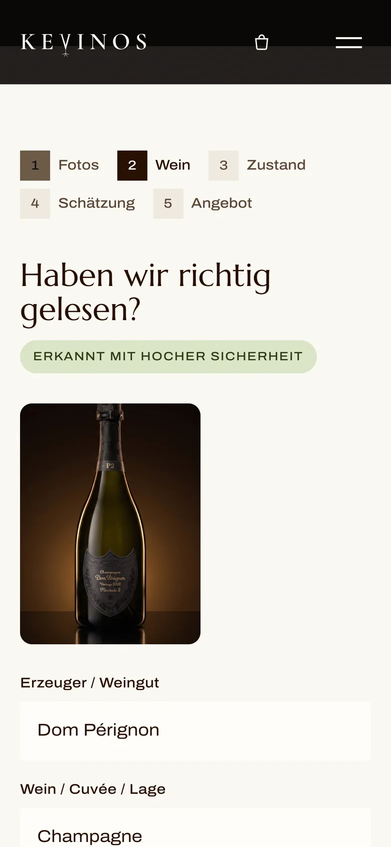 Erkannter Wein: Dom Pérignon, Jahrgang 2002, Plénitude 2
